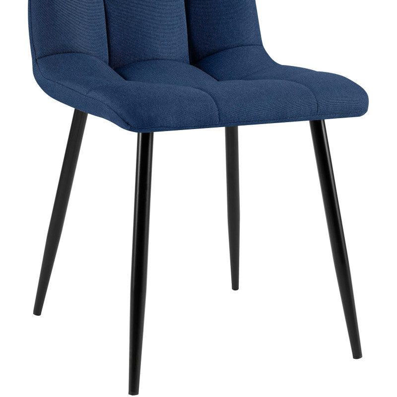 Ensemble de 4 chaises de salle à manger en tissu Antibes bleu