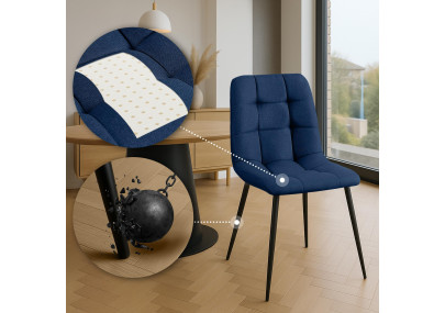 Ensemble de 4 chaises de salle à manger en tissu Antibes bleu