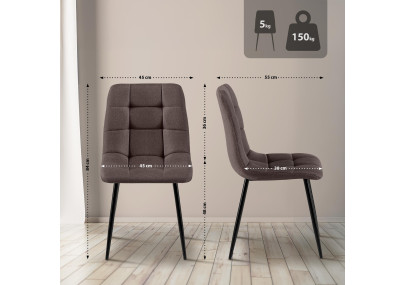 Ensemble de 4 chaises de salle à manger Antibes, tissu marron