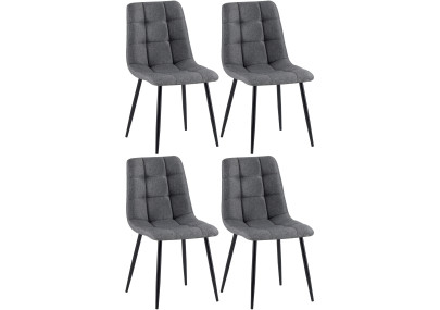 Ensemble de 4 chaises de salle à manger Antibes, tissu gris foncé