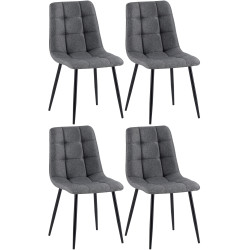 Ensemble de 4 chaises de salle à manger Antibes, tissu gris foncé
