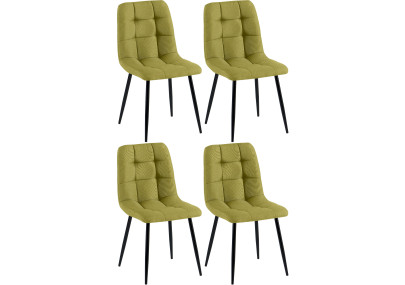 Ensemble de 4 chaises de salle à manger, tissu Antibes, vert