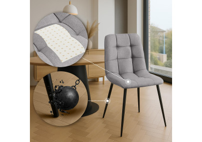 Ensemble de 4 chaises de salle à manger Antibes, tissu gris clair