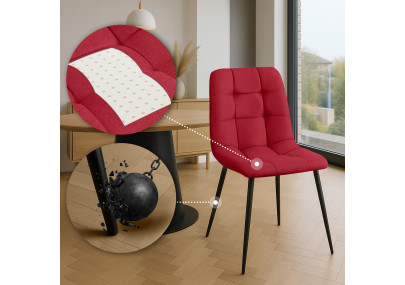 Ensemble de 4 chaises de salle à manger Antibes, tissu rouge