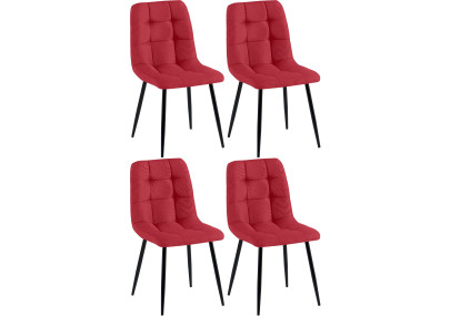 Ensemble de 4 chaises de salle à manger Antibes, tissu rouge