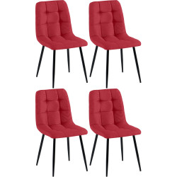 Ensemble de 4 chaises de salle à manger Antibes, tissu rouge