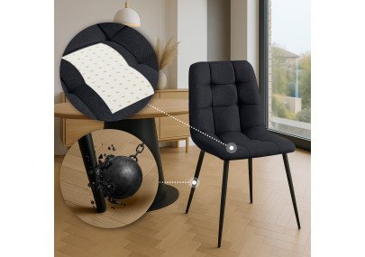 Ensemble de 4 chaises de salle à manger Antibes, tissu noir