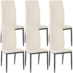 Ensemble de 6 chaises de salle à manger Savino, similicuir, crème