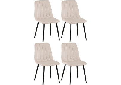 Ensemble de 4 chaises en velours crème Dijon