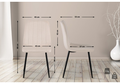 Ensemble de 4 chaises en velours crème Dijon