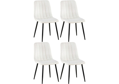 Ensemble de 4 chaises Dijon en velours blanc crème