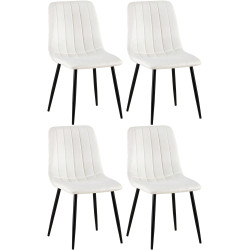 Ensemble de 4 chaises Dijon en velours blanc crème