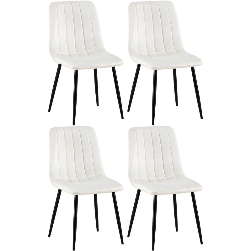 Ensemble de 4 chaises Dijon en velours blanc crème