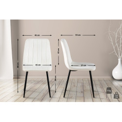 Ensemble de 4 chaises Dijon en velours blanc crème