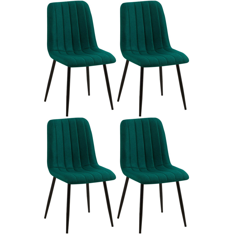 Ensemble de 4 chaises Dijon, tissu vert foncé