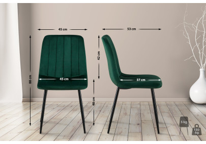 Ensemble de 4 chaises Dijon, tissu vert foncé
