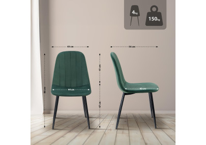 Chaise de salle à manger Baxter, velours, verte