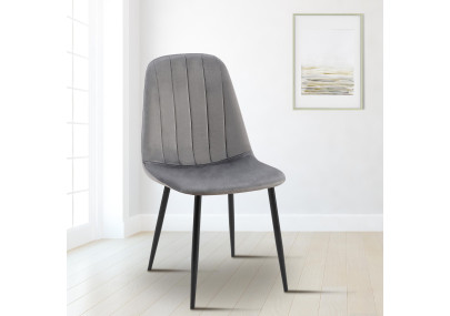 Chaise de salle à manger Baxter, velours gris foncé