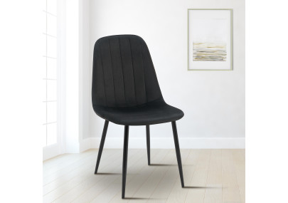 Chaise de salle à manger Baxter, velours, noire