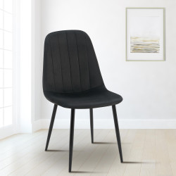 Chaise de salle à manger Baxter, velours, noire