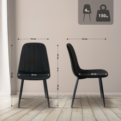 Chaise de salle à manger Baxter, velours, noire