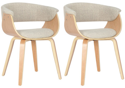 Ensemble de 2 chaises Bruce, tissu naturel/crème