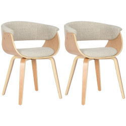 Ensemble de 2 chaises Bruce, tissu naturel/crème