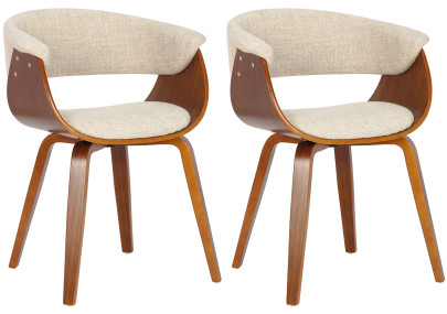 Ensemble de 2 chaises Bruce, tissu noyer/crème