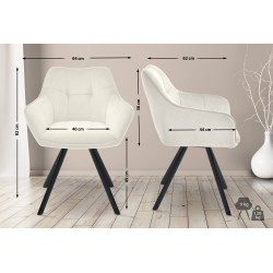 Chaise de salle à manger Scott, velours, crème