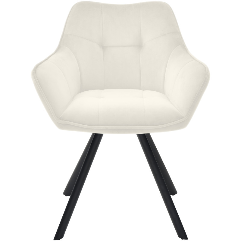 Chaise de salle à manger Scott, velours, crème
