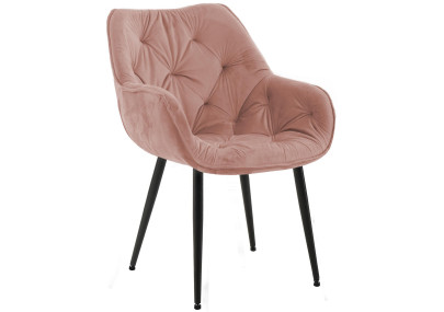 Fauteuil Tanna, velours, rose