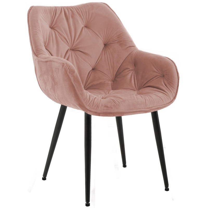 Fauteuil Tanna, velours, rose