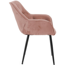 Fauteuil Tanna, velours, rose