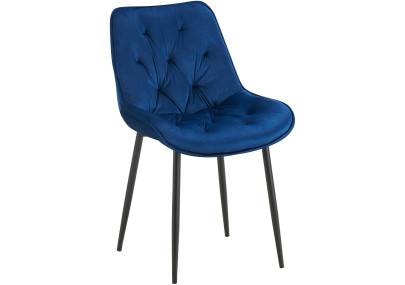 Chaise de salle à manger Wallace, velours, bleue