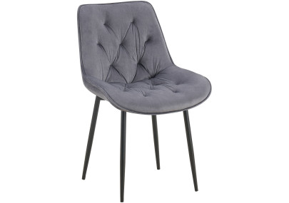 Chaise de salle à manger Wallace, velours, gris foncé