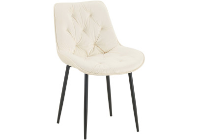 Chaise de salle à manger Wallace, velours, crème