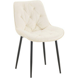 Chaise de salle à manger Wallace, velours, crème