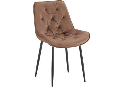 Chaise de salle à manger Wallace, velours, marron