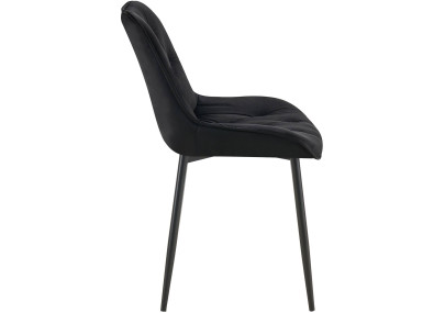 Chaise de salle à manger Wallace, velours, noire