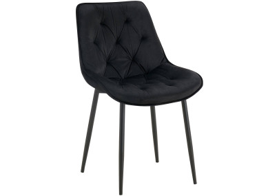 Chaise de salle à manger Wallace, velours, noire