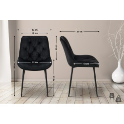 Chaise de salle à manger Wallace, velours, noire