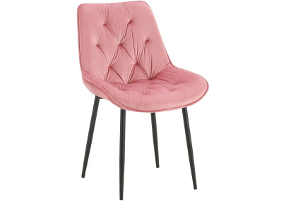 Chaise de salle à manger Wallace, velours, rose