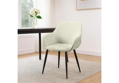 Ensemble de 2 chaises de salle à manger Vessa, tissu crème