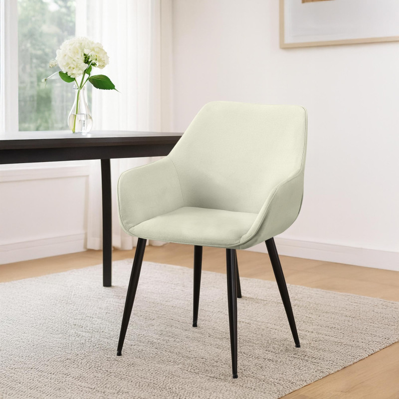 Ensemble de 2 chaises de salle à manger Vessa, tissu crème