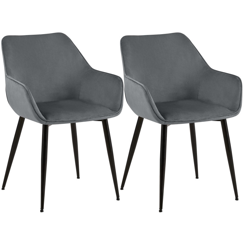 Ensemble de 2 chaises de salle à manger Vessa en velours gris foncé
