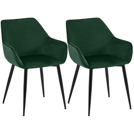 Ensemble de 2 chaises de salle à manger Vessa, velours vert