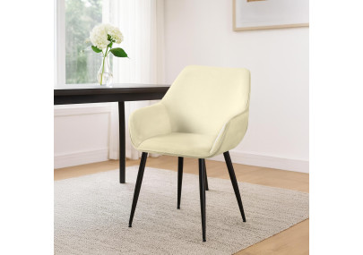 Ensemble de 2 chaises de salle à manger Vessa en velours crème