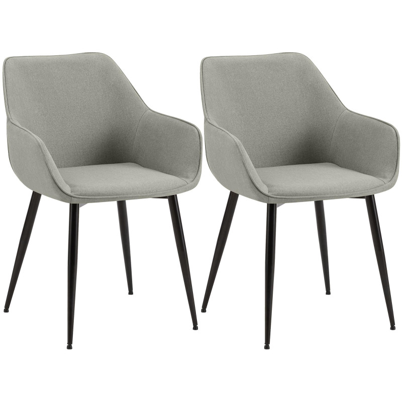 Ensemble de 2 chaises de salle à manger Vessa, tissu gris clair
