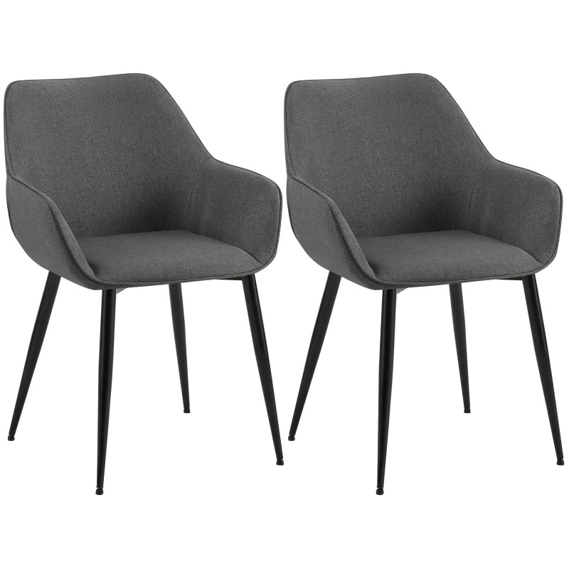 Ensemble de 2 chaises de salle à manger Vessa, tissu gris foncé