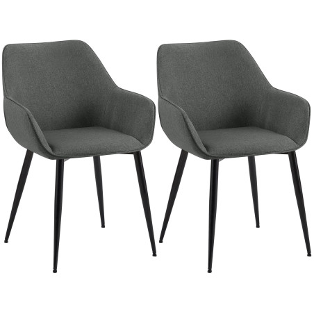 Ensemble de 2 chaises de salle à manger Vessa, tissu gris foncé